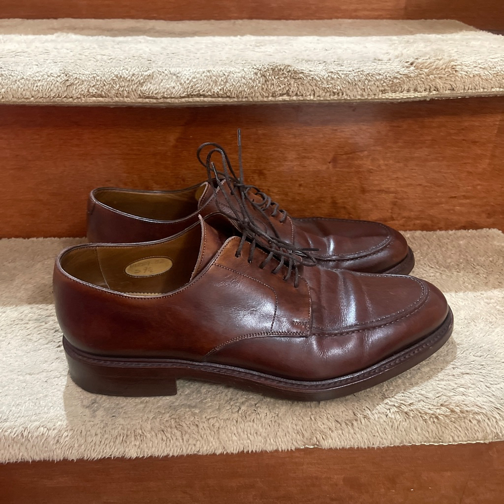 Santoni Brown Leather Oxfords & Derbys Men’s Size 9.5 In Good Condition